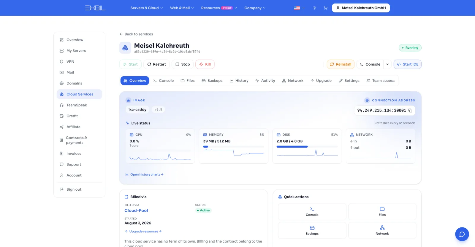 Email management in the Exbil customer area
